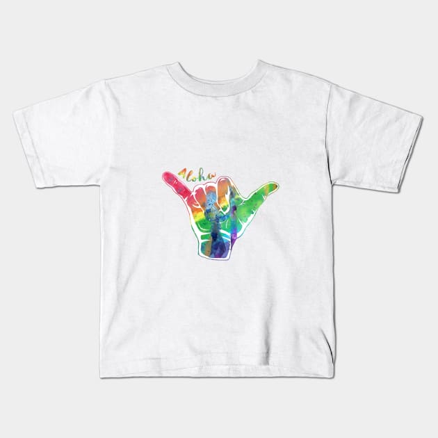 Shaka sign Kids T-Shirt by RosaliArt